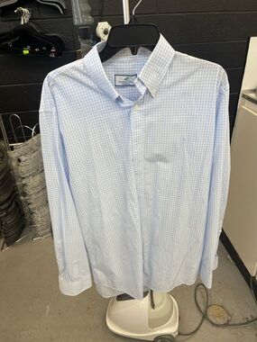 Peter Millar Light Blue Gingham Button-Down Dress Shirt